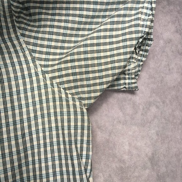 Alpinestars Mens Plaid Shirt size XXL Short Sleeve Button Up Pocket White Blue - Picture 13 of 16